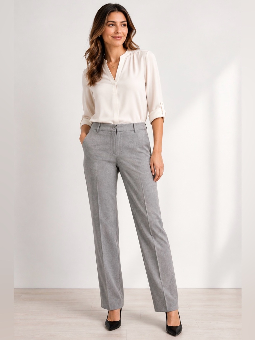 Hilary Radley Grey Straight Leg Dress Pants | Women’s Size 10 Work Trousers